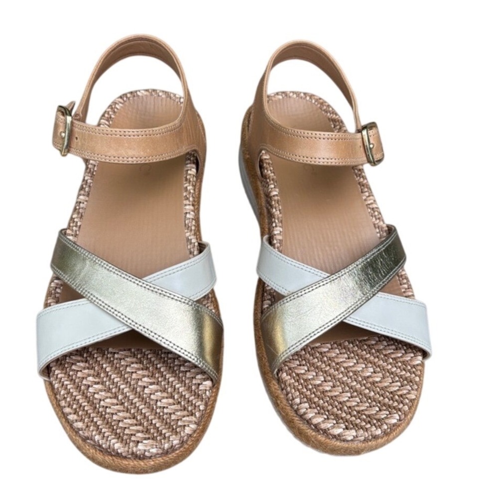 Vionic Women's Mar Wedge Sandal in Camel, Gold & Brown Leather.  EUC - Picture 3 of 16